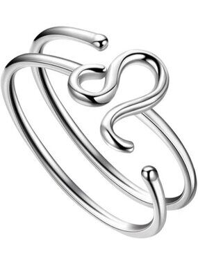 Leo 18K Gold Plated Constellation Silver Double Band Adjustable Ring